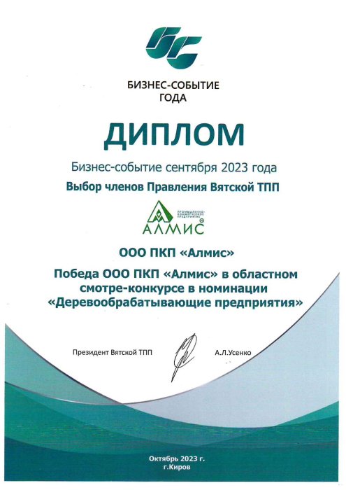 Диплом Бизнес-событие сентября 2023